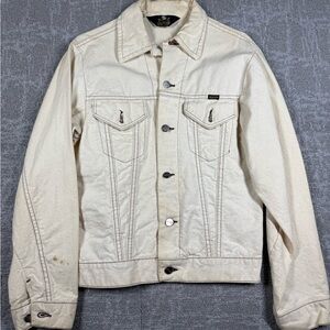 Vintage Maverick USA White Distressed Denim Button Down Jacket Size 36